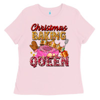 Bubblegum Pink christmas baking queen Ladies Tee - FaDigitalArtStudio