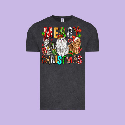 Merry Christmas Cats Vintage Tee Designed By Fadigitalartstudio