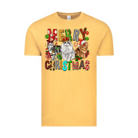 Vintage Mustard Merry christmas cats Vintage Tee - FaDigitalArtStudio