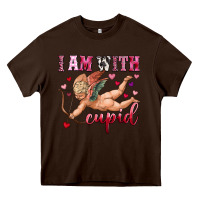 Chocolate Brown i am with cupid Heavy Core Tee - OliviaCreatesArt