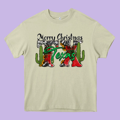 Merry Christmas Tx Texas Heavy Core Tee Designed By Jasminsmagicworld