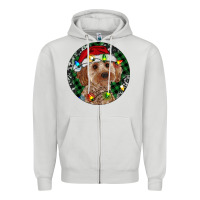 Dove Grey Cockapoo Christmas Zipper Hoodie - RanaPortraitStore