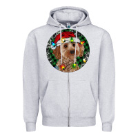 Heather Grey Cockapoo Christmas Zipper Hoodie - RanaPortraitStore