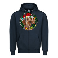 Navy Cockapoo Christmas Zipper Hoodie - RanaPortraitStore