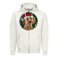Oatmeal Heather Cockapoo Christmas Zipper Hoodie - RanaPortraitStore