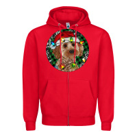 Red Cockapoo Christmas Zipper Hoodie - RanaPortraitStore