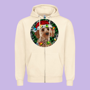 Cockapoo Christmas Zipper Hoodie Designed By Ranaportraitstore