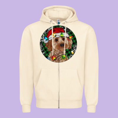 Cockapoo Christmas Zipper Hoodie Designed By Ranaportraitstore