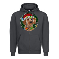 Smoke Cockapoo Christmas Zipper Hoodie - RanaPortraitStore