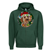 Sports Green Cockapoo Christmas Zipper Hoodie - RanaPortraitStore