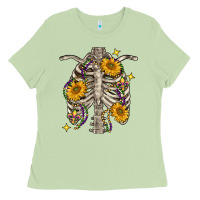 Matcha mardi gras chest sunflowers skeleton Ladies Tee - FaDigitalArtStudio