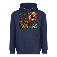 Navy merry pawmas christmas bulldog Heavyweight Hoodie - Jasminsmagicworld