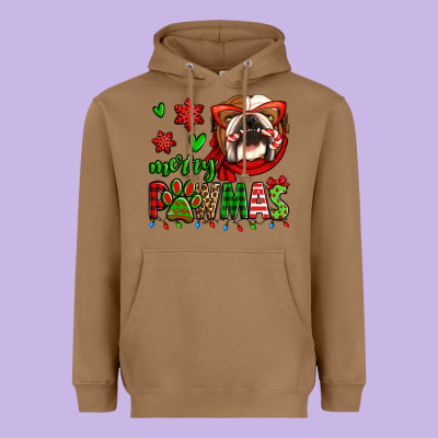 Merry Pawmas Christmas Bulldog Heavyweight Hoodie Designed By Jasminsmagicworld
