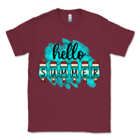 Burgundy Hello Summer Serape Turquoise Classic Tee - CowCowDesign