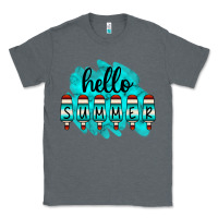 Charcoal Heather Hello Summer Serape Turquoise Classic Tee - CowCowDesign