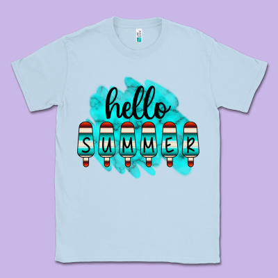 Hello Summer Serape Turquoise Classic Tee Designed By Cowcowdesign