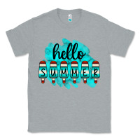 Heather Grey Hello Summer Serape Turquoise Classic Tee - CowCowDesign
