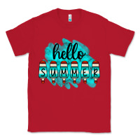 Red Hello Summer Serape Turquoise Classic Tee - CowCowDesign