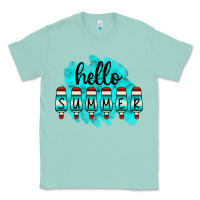 Seafoam Hello Summer Serape Turquoise Classic Tee - CowCowDesign