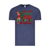 Vintage Denim Just A Girl Who Loves Christmas Vintage Tee - FaDigitalArtStudio