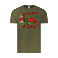 Vintage Olive Just A Girl Who Loves Christmas Vintage Tee - FaDigitalArtStudio