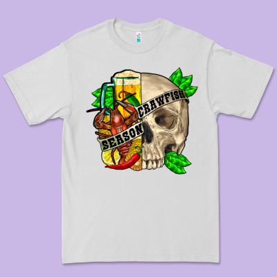Skull Crawfish Season Premium Tee Designed By Fadigitalartstudio