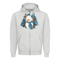 Dove Grey Snowman Winter Zipper Hoodie - RanaPortraitStore