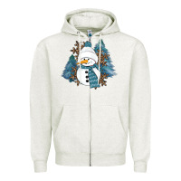 Oatmeal Heather Snowman Winter Zipper Hoodie - RanaPortraitStore