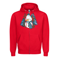 Red Snowman Winter Zipper Hoodie - RanaPortraitStore