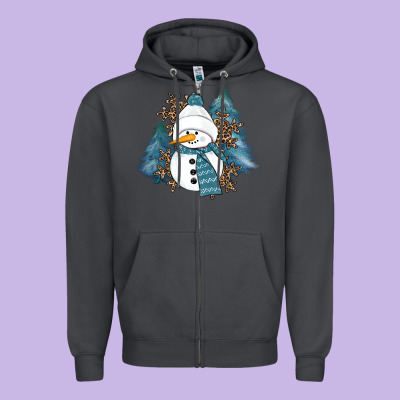 Snowman Winter Zipper Hoodie Designed By Ranaportraitstore