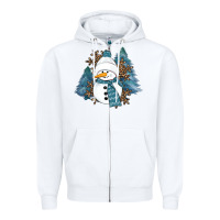 White Snowman Winter Zipper Hoodie - RanaPortraitStore