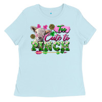 Baby Blue Too Cute To Pinch Ladies Tee - FaDigitalArtStudio