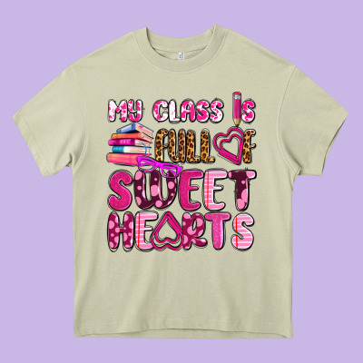 My Class Is Full Of Sweet Hearts Olivia Heavy Core Tee Designed By Oliviacreatesart