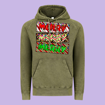 Merry Merry Merry Vintage Hoodie Designed By Cowhidedigitalart