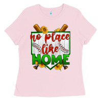 Bubblegum Pink no place like home baseball Ladies Tee - BundleAndBundleShop