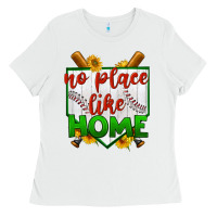 White no place like home baseball Ladies Tee - BundleAndBundleShop