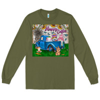 Army Green happy easter truck Long Sleeve Tee - CowhideDigitalArt