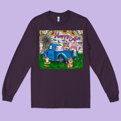 Happy Easter Truck Long Sleeve Tee Designed By Cowhidedigitalart