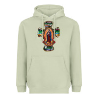 Matcha Our Lady Of Guadalupe Cross Heavyweight Hoodie - RanaPortraitStore
