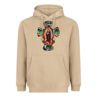 Mushroom Our Lady Of Guadalupe Cross Heavyweight Hoodie - RanaPortraitStore