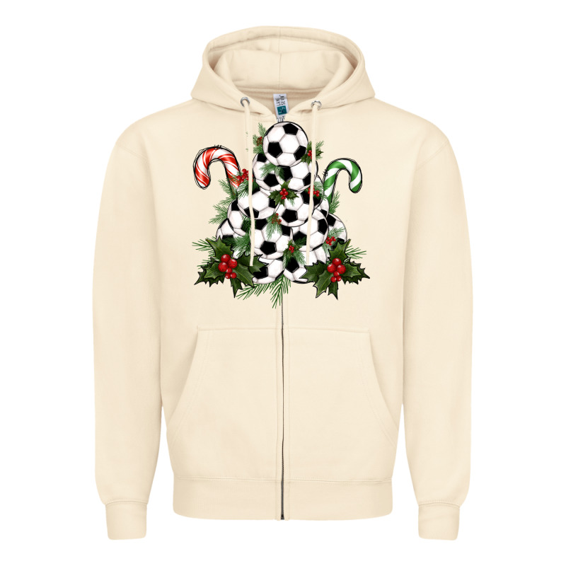 Lightning Soccer Christmas Tree Zipper Hoodie by RanaPortraitStore | Teevron