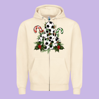 Lightning Soccer Christmas Tree Zipper Hoodie Designed By Ranaportraitstore