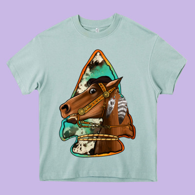 Horse Arrowhead Heavy Core Tee Designed By Jasminsmagicworld