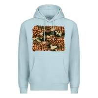 Blue Mist camouflage and leopard background Premium Hoodie - Artiststas