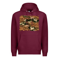 Burgundy camouflage and leopard background Premium Hoodie - Artiststas