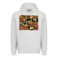 Dove Grey camouflage and leopard background Premium Hoodie - Artiststas