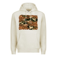 Oatmeal Heather camouflage and leopard background Premium Hoodie - Artiststas