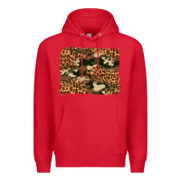 Red camouflage and leopard background Premium Hoodie - Artiststas
