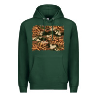 Sports Green camouflage and leopard background Premium Hoodie - Artiststas