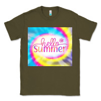 Army Green Hello Summer Tie Dye Tumbler Classic Tee - CowCowDesign
